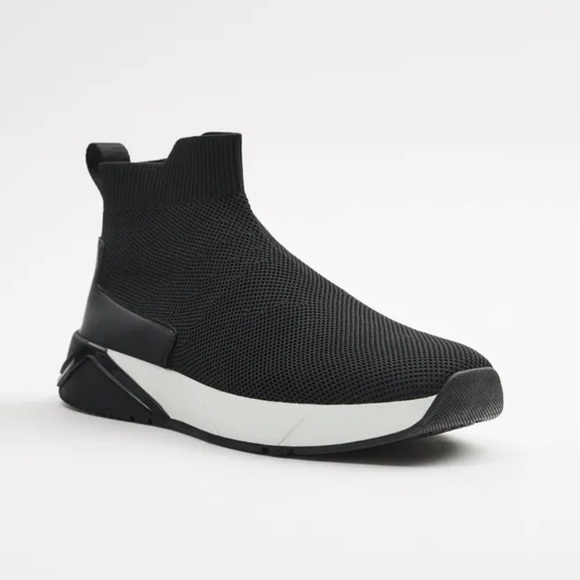 knit fabric high top sneakers zara